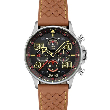 Orologio da uomo AVI-8 Hawker Typhoon Coningham Chronograph Baldwin cinturino in pelle quadrante nero al quarzo AV-4093-0B