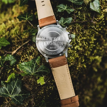Orologio da uomo AVI-8 Hawker Typhoon Coningham Chronograph Baldwin cinturino in pelle quadrante nero al quarzo AV-4093-0B