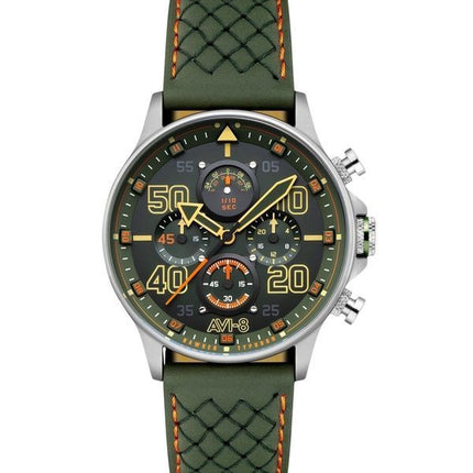 Orologio da uomo AVI-8 Hawker Typhoon Coningham Cronografo Harding Cinturino in pelle Quadrante verde Quarzo AV-4093-0D