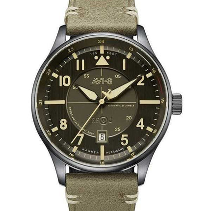 Orologio da uomo AVI-8 Hawker Hurricane Kent automatico Stanton cinturino in pelle quadrante grigio AV-4094-04