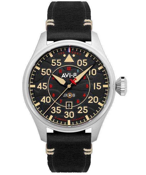 Orologio da uomo AVI-8 Hawker Hurricane Kenley Clowes automatico quadrante nero AV-4097-03
