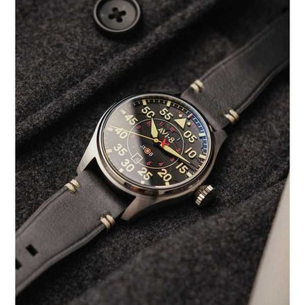Orologio da uomo AVI-8 Hawker Hurricane Kenley Clowes automatico quadrante nero AV-4097-03
