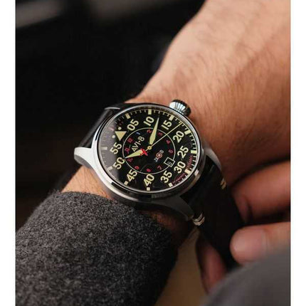 Orologio da uomo AVI-8 Hawker Hurricane Kenley Clowes automatico quadrante nero AV-4097-03