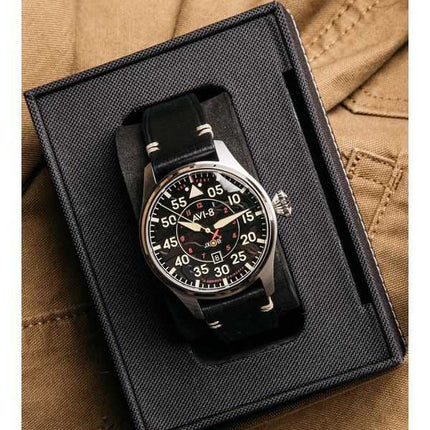 Orologio da uomo AVI-8 Hawker Hurricane Kenley Clowes automatico quadrante nero AV-4097-03