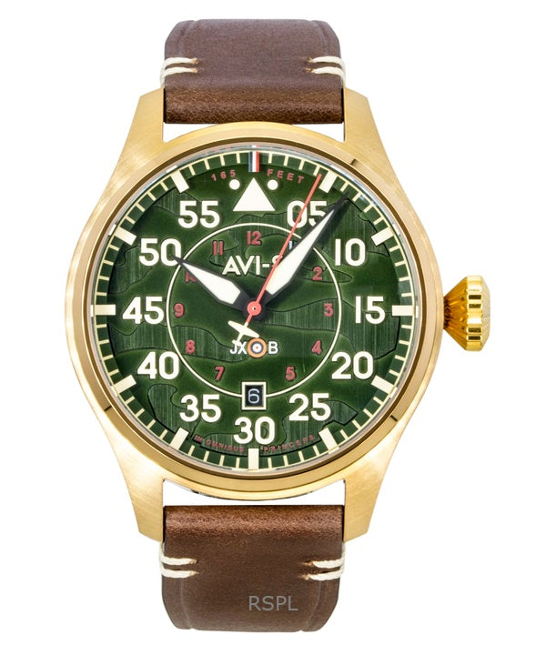 Orologio da uomo AVI-8 Hawker Hurricane Clowes Northholt con cinturino in pelle e quadrante verde, automatico AV-4097-04