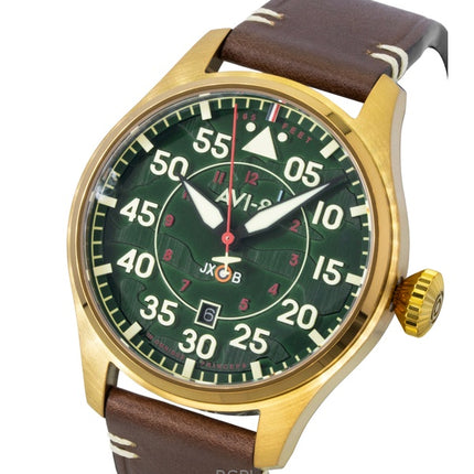 Orologio da uomo AVI-8 Hawker Hurricane Clowes Northholt con cinturino in pelle e quadrante verde, automatico AV-4097-04