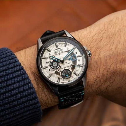 Orologio da uomo AVI-8 Hawker Harrier Farley multifunzione stratosfera quadrante bianco al quarzo AV-4098-01