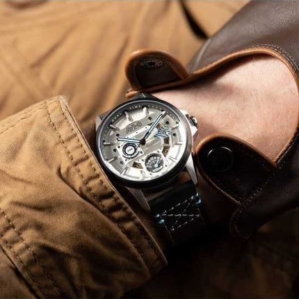 Orologio da uomo AVI-8 Hawker Harrier Farley multifunzione stratosfera quadrante bianco al quarzo AV-4098-01