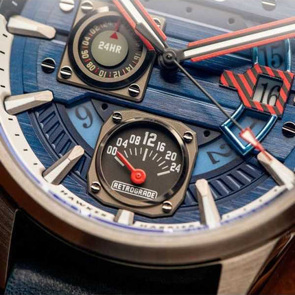 Orologio da uomo AVI-8 Hawker Harrier Farley multifunzione reggimento quadrante blu al quarzo AV-4098-03