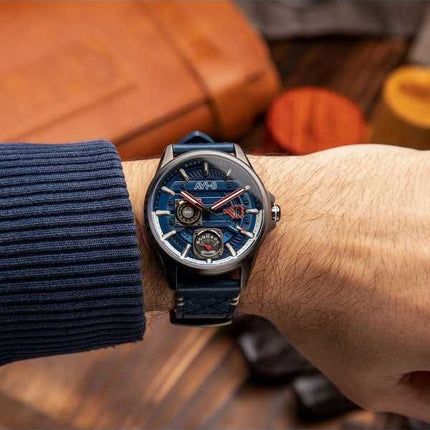 Orologio da uomo AVI-8 Hawker Harrier Farley multifunzione reggimento quadrante blu al quarzo AV-4098-03