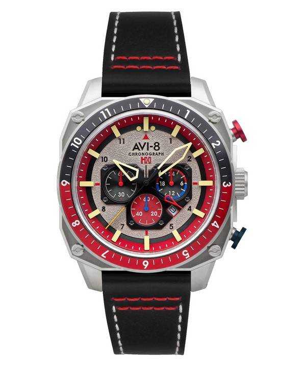 Orologio da uomo AVI-8 Hawker Hunter Atlas Dual Time Chronograph Hazard Red Quartz AV-4100-03