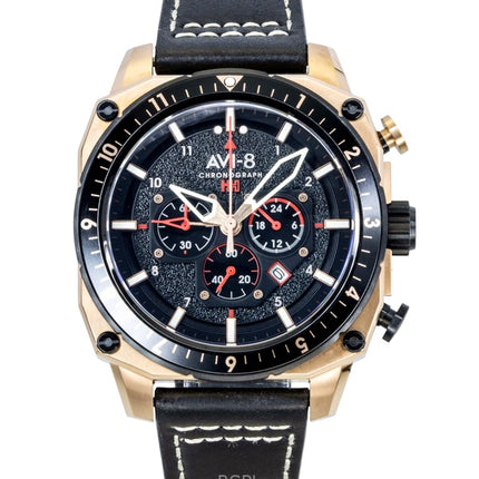 Orologio da uomo AVI-8 Hawker Hunter Atlas Dual Time Chronograph Jet Black Dial al quarzo AV-4100-06