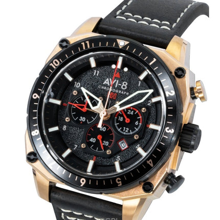 Orologio da uomo AVI-8 Hawker Hunter Atlas Dual Time Chronograph Jet Black Dial al quarzo AV-4100-06