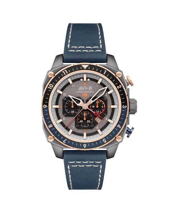 Orologio da uomo AVI-8 Hawker Hunter Atlas Dual Time Cronografo quadrante grigio antracite al quarzo AV-4100-07