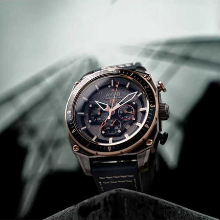Orologio da uomo AVI-8 Hawker Hunter Atlas Dual Time Cronografo quadrante grigio antracite al quarzo AV-4100-07