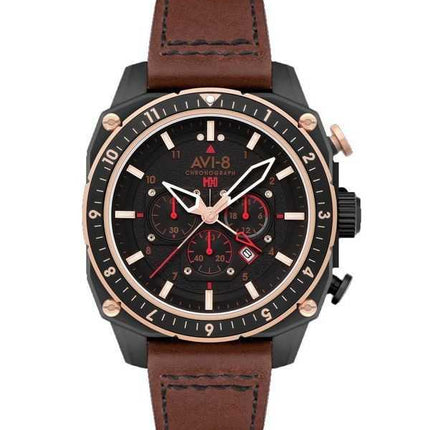 Orologio da uomo AVI-8 Hawker Hunter Atlas Dual Time Chronograph Jade Black Dial Quartz AV-4100-09