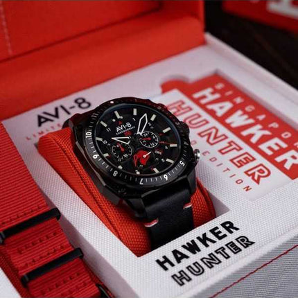 Orologio da uomo AVI-8 Hawker Hunter Atlas Chronograph Singapore Air Force Limited Edition Pegasus Black Quartz AV-4100-0A