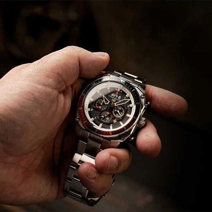 Orologio da uomo AVI-8 Hawker Hunter Atlas Dual Time Cronografo Raven quadrante nero al quarzo AV-4100-11