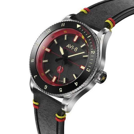 Orologio da uomo AVI-8 Flyboy Tuskegee Airmen Limited Edition Licata quadrante nero al quarzo AV-4103-01 con cinturino extra