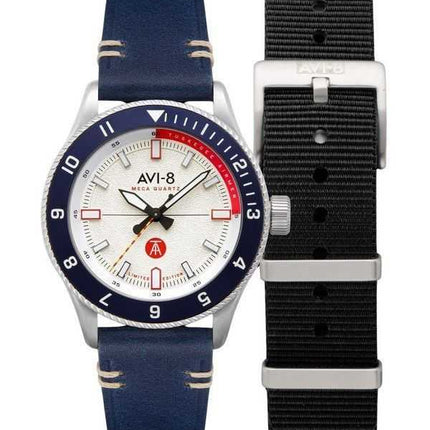 AVI-8 Flyboy Tuskegee Airmen Meca-Quartz Edizione limitata Torretto Quadrante argento AV-4103-03 Orologio da uomo con cinturino