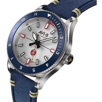AVI-8 Flyboy Tuskegee Airmen Meca-Quartz Edizione limitata Torretto Quadrante argento AV-4103-03 Orologio da uomo con cinturino