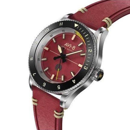 Orologio da uomo AVI-8 Flyboy Tuskegee Airmen Limited Edition Ramitelli Red Dial Quartz AV-4103-04 con cinturino extra