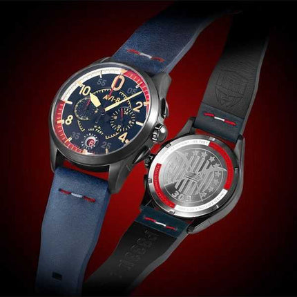 Orologio da uomo AVI-8 Spitfire P8331 Laguna Cronografo in edizione limitata Sumatra quadrante blu al quarzo AV-4105-01