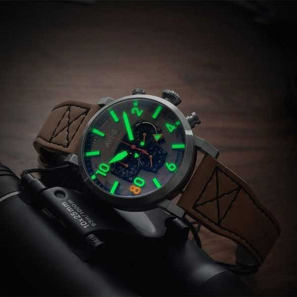 Orologio da uomo AVI-8 Dambuster 617 Squadron 80th Anniversary Dual Time Chronograph Limited Edition Camo Quartz AV-4107-02