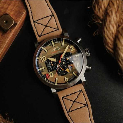 Orologio da uomo AVI-8 Dambuster 617 Squadron 80th Anniversary Dual Time Chronograph Limited Edition Camo Quartz AV-4107-02