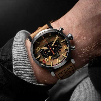 Orologio da uomo AVI-8 Dambuster 617 Squadron 80th Anniversary Dual Time Chronograph Limited Edition Camo Quartz AV-4107-02