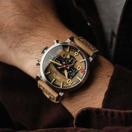 Orologio da uomo AVI-8 Dambuster 617 Squadron 80th Anniversary Dual Time Chronograph Limited Edition Camo Quartz AV-4107-02