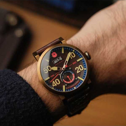 Orologio da uomo AVI-8 Dambuster 80th Anniversary Royal British Legion Meca-Quartz Limited Edition quadrante marrone AV-4108-RBL