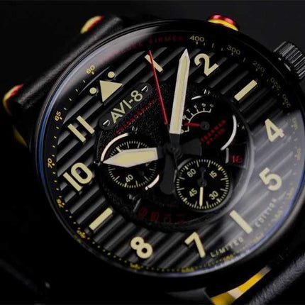 AVI-8 Flyboy Spirit Of Tuskegee Cronografo Edizione Limitata Quadrante Nero Quarzo AV-4109-01 Orologio da Uomo con Cinturino Ext