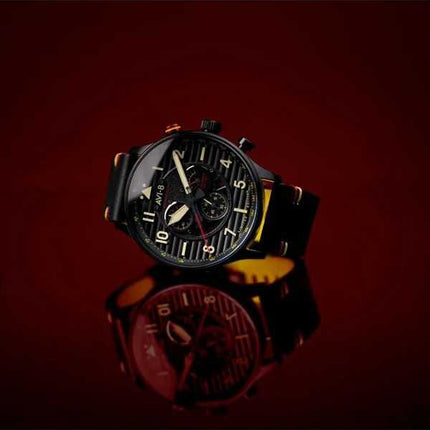 AVI-8 Flyboy Spirit Of Tuskegee Cronografo Edizione Limitata Quadrante Nero Quarzo AV-4109-01 Orologio da Uomo con Cinturino Ext