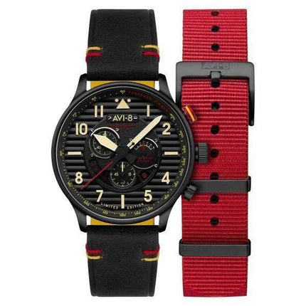 AVI-8 Flyboy Spirit Of Tuskegee Cronografo Edizione Limitata Quadrante Nero Quarzo AV-4109-01 Orologio da Uomo con Cinturino Ext