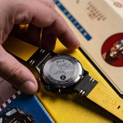 AVI-8 Flyboy Spirit Of Tuskegee Cronografo Edizione Limitata Quadrante Verde Quarzo AV-4109-04 Orologio da Uomo con Cinturino Ex