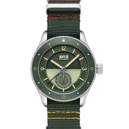 Orologio da uomo AVI-8 Flyboy Airmaster Sector Meca-Quartz Vert Green Nylon Strap Green Dial AV-4112-02