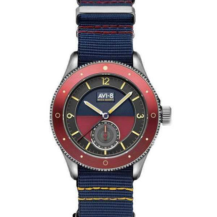 Orologio da uomo AVI-8 Flyboy Airmaster Sector Meca-Quartz con quadrante blu navy e rosso AV-4112-04