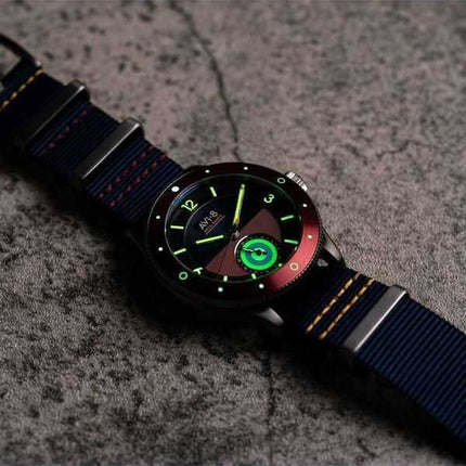 Orologio da uomo AVI-8 Flyboy Airmaster Sector Meca-Quartz con quadrante blu navy e rosso AV-4112-04