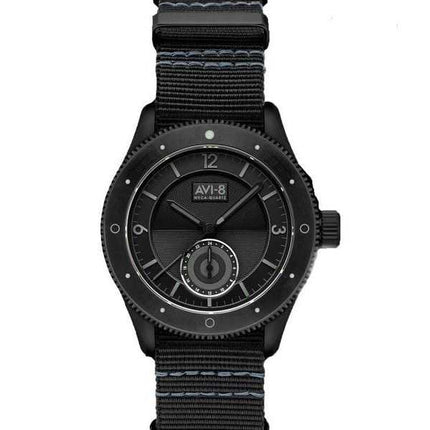 Orologio da uomo AVI-8 Flyboy Airmaster Sector Meca-Quartz Jet Black con cinturino in nylon e quadrante nero AV-4112-05