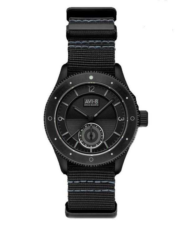 Orologio da uomo AVI-8 Flyboy Airmaster Sector Meca-Quartz Jet Black con cinturino in nylon e quadrante nero AV-4112-05
