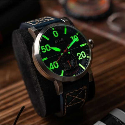 AVI-8 Dambuster Chadwick Meca-Quartz Cinturino in pelle blu cobalto Quadrante blu Orologio da uomo AV-4113-01