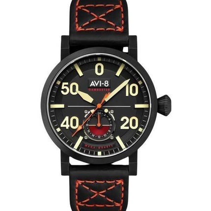 AVI-8 Dambuster Chadwick Meca-Quartz Cinturino in pelle nero carbone Quadrante nero Orologio da uomo AV-4113-03