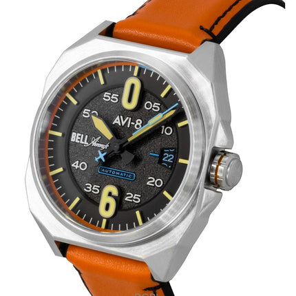 Orologio da uomo automatico AVI-8 Bell X-1 Machbuster con cinturino in pelle e quadrante nero grafite AV-4115-01