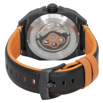 Orologio da uomo automatico AVI-8 Bell X-1 Machbuster con cinturino in gomma e pelle, quadrante nero corvino, AV-4115-04
