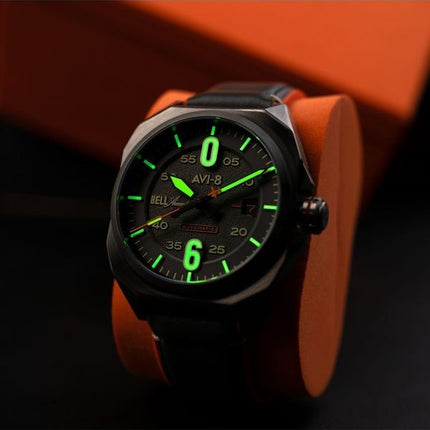 Orologio da uomo AVI-8 Bell X-1 Machbuster automatico con cinturino in pelle e quadrante grigio ferro AV-4115-06