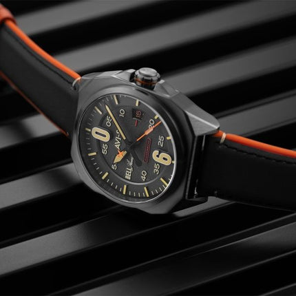Orologio da uomo AVI-8 Bell X-1 Machbuster automatico con cinturino in pelle e quadrante grigio ferro AV-4115-06
