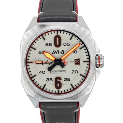 Orologio automatico da uomo AVI-8 Bell X-1 Machbuster Desert Khaki con cinturino in pelle e quadrante grigio chiaro AV-4115-07
