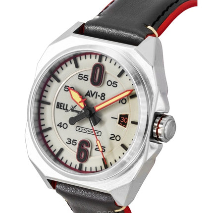 Orologio automatico da uomo AVI-8 Bell X-1 Machbuster Desert Khaki con cinturino in pelle e quadrante grigio chiaro AV-4115-07