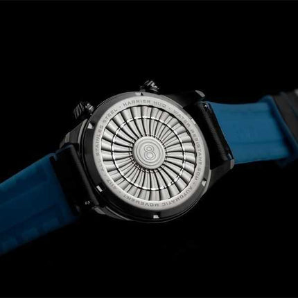Orologio da uomo automatico AVI-8 Hawker Harrier HUD con cinturino in pelle e quadrante blu sfumato AV-4117-01
